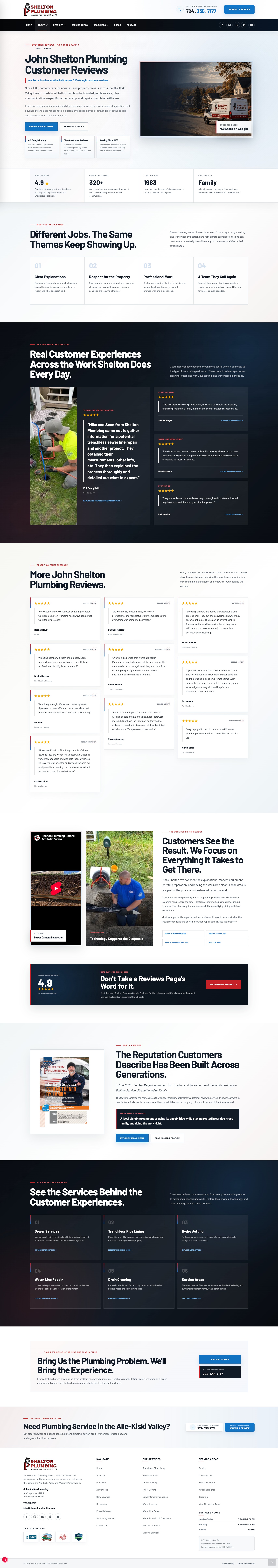 John Shelton Plumbing reviews page designed by Corner Roots