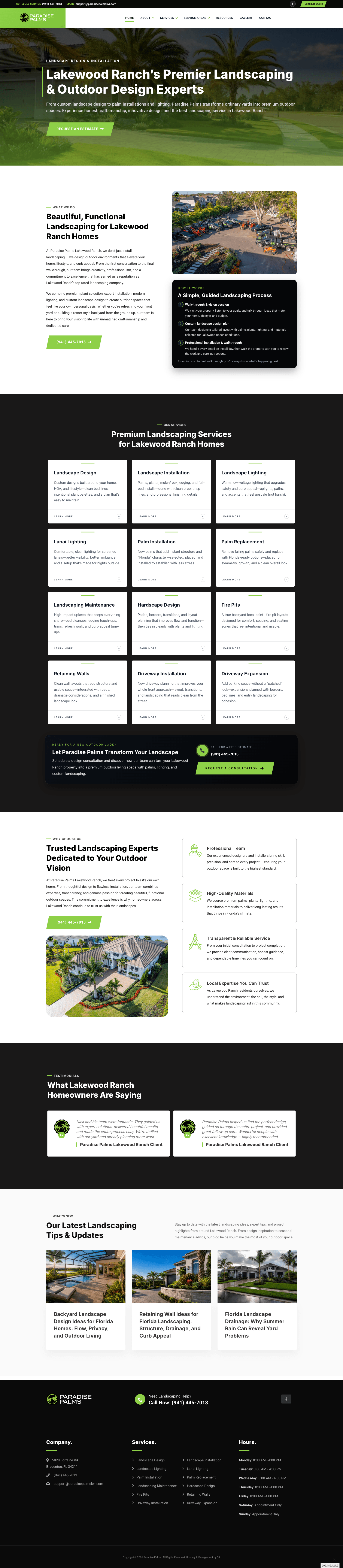 Paradise Palms Lakewood Ranch website designed by Corner Roots